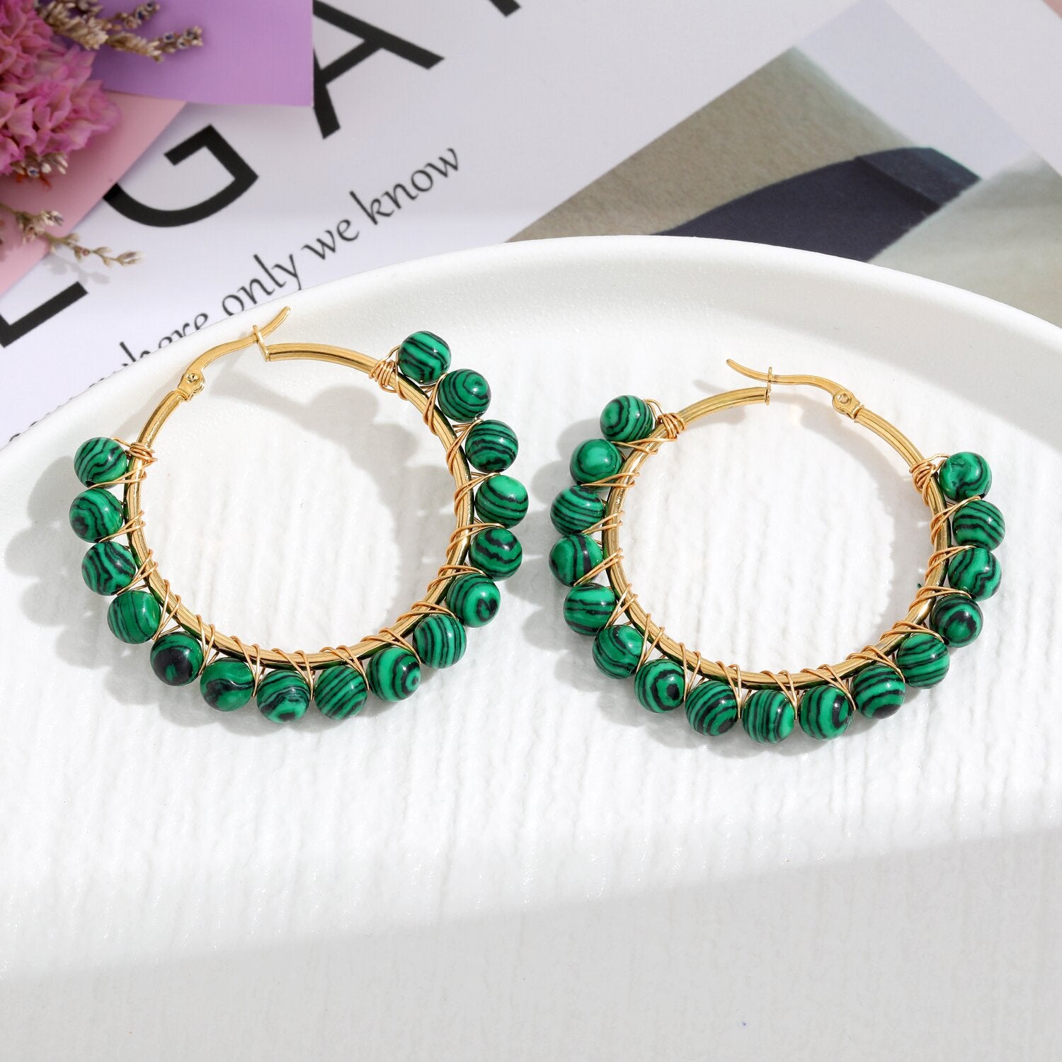 Wholesale Natural Stone Stainless Steel Earrings